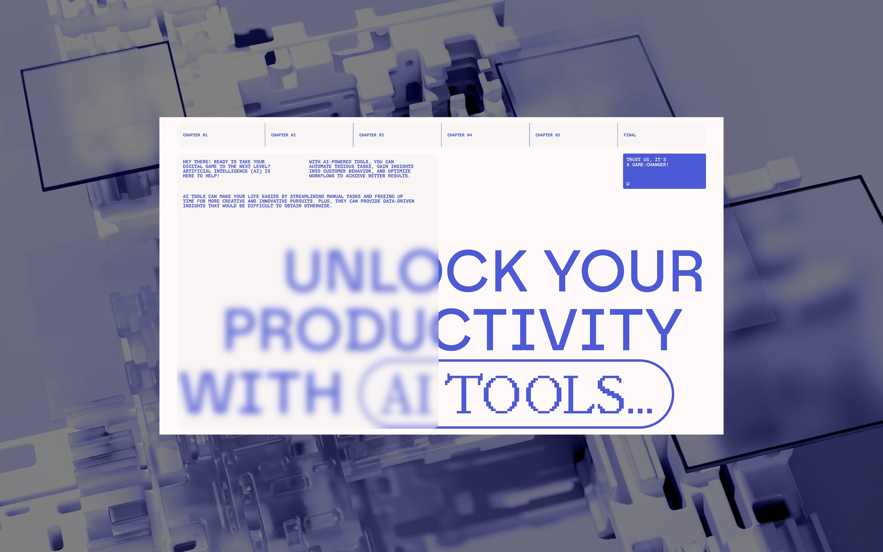 AI Tools hero with the line 'Unlock your productivity with AI tools'